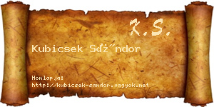 Kubicsek Sándor névjegykártya