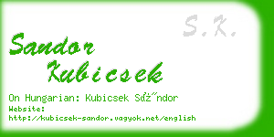 sandor kubicsek business card